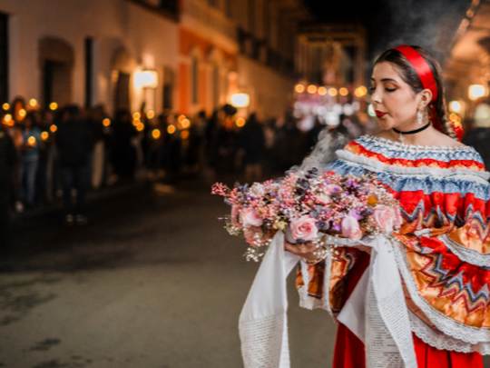 Norwegian Flag flying on fjord cruise